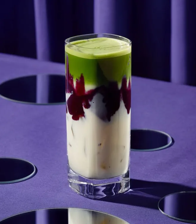 Berry layered matcha